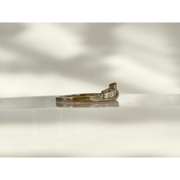 Stackable Chevron | V Shaped CZ 925 Sterling Silver Vintage Ring - sz 6.75 - Picture 11 of 11